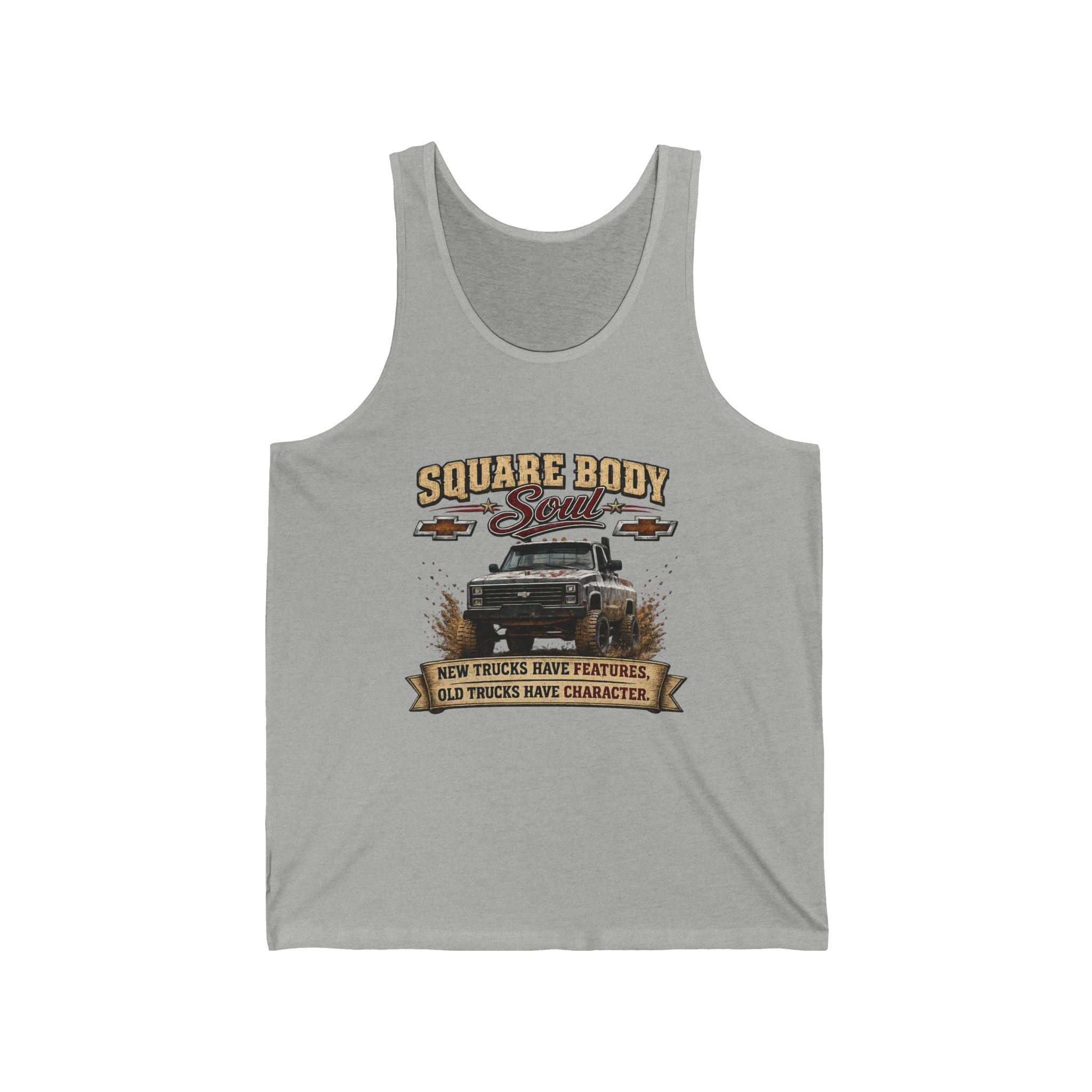 "Square Body" Classic Truck Tank ("New Trucks Have Features, Old Trucks Have Character") - Tank Top