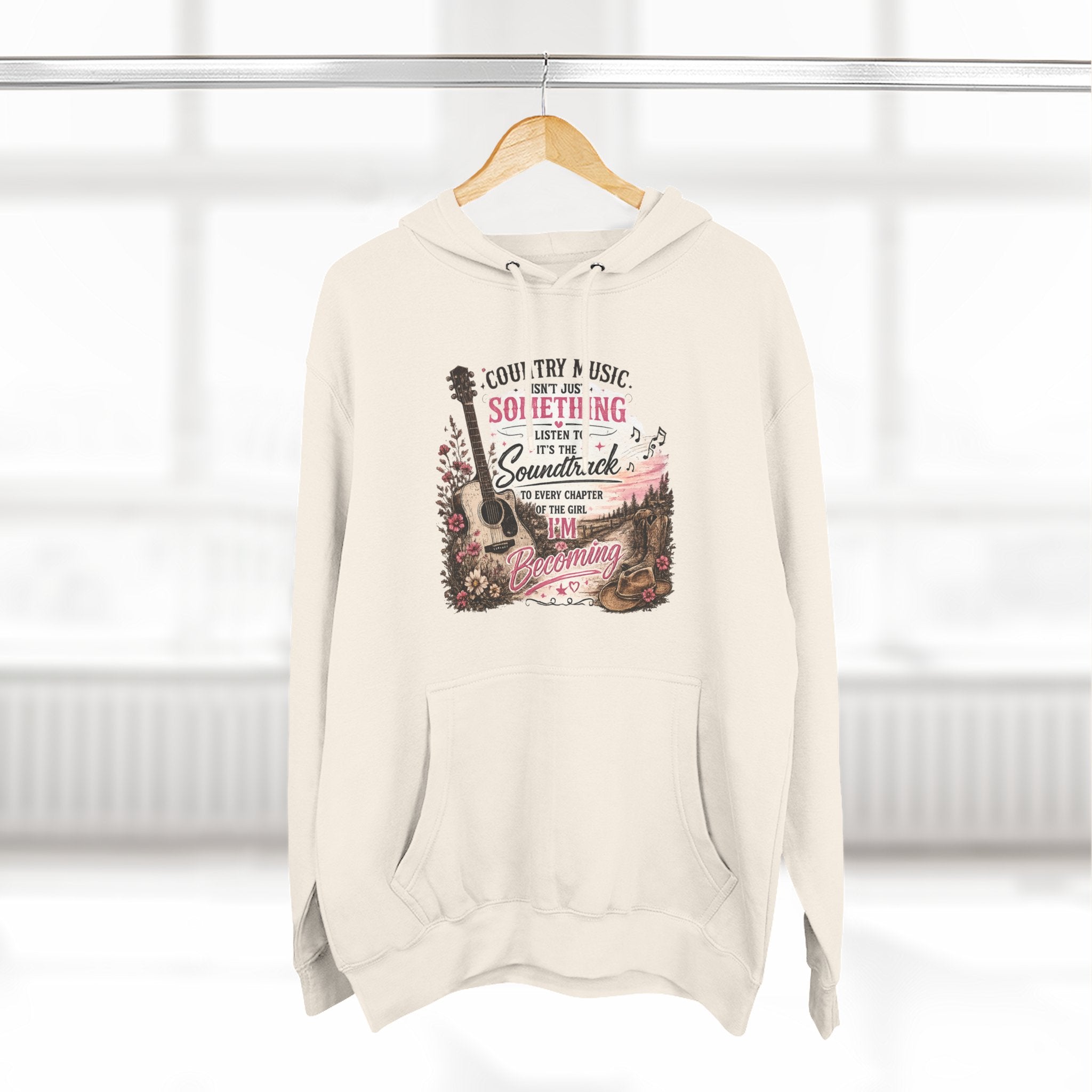 Country Music Soundtrack Hoodie — Vintage Guitar Scenic Graphic