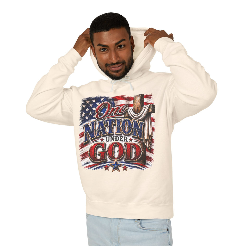 One Nation Under God Hoodie — American Flag & Cross Patriotic Sweatshirt