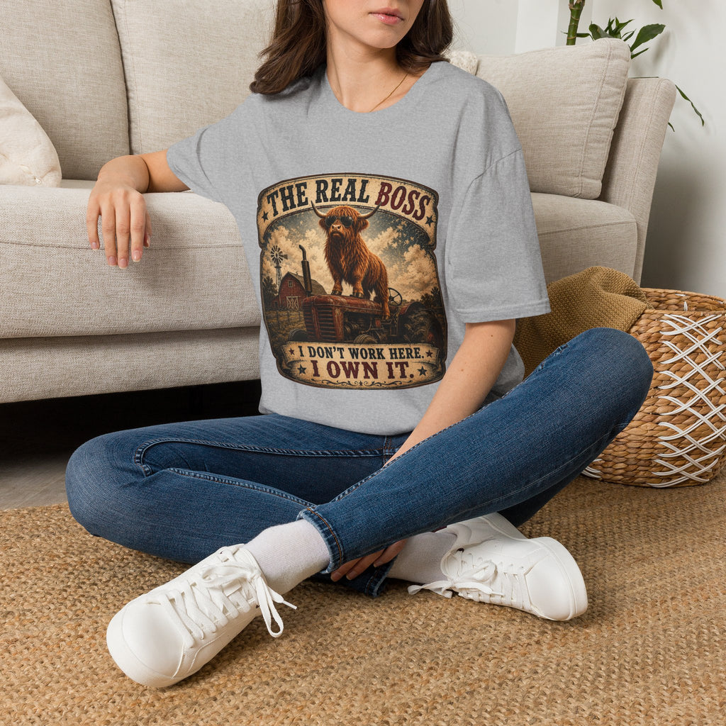 The Real Boss Highland Cow Unisex Softstyle T-Shirt