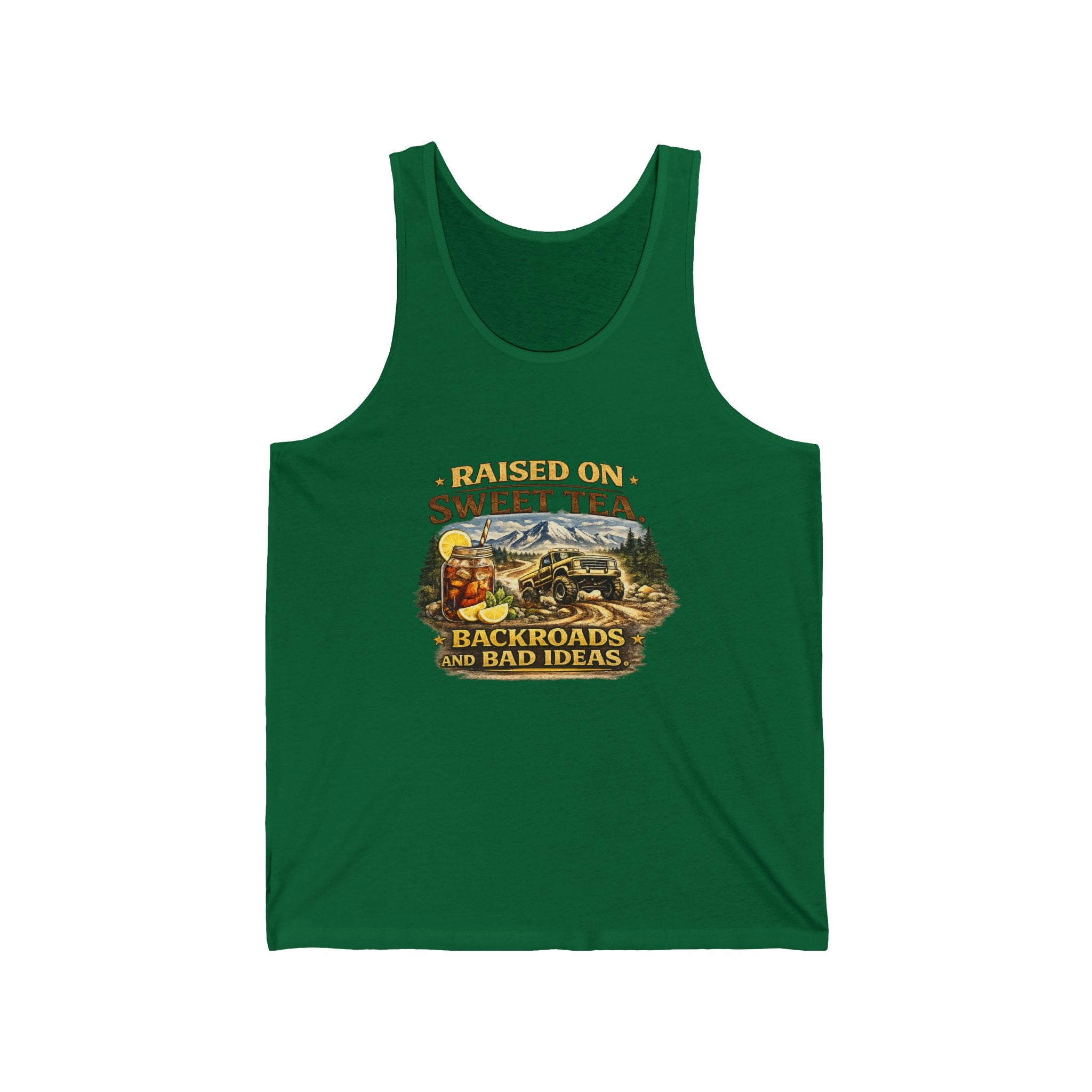 Raised on Sweet Tea Tank Top – Backroads & Bad Ideas Vintage Country Graphic Tank