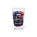 Jeep Girl Pint Glass – 16oz Patriotic Lips & Off-Road Truck Beer Glass
