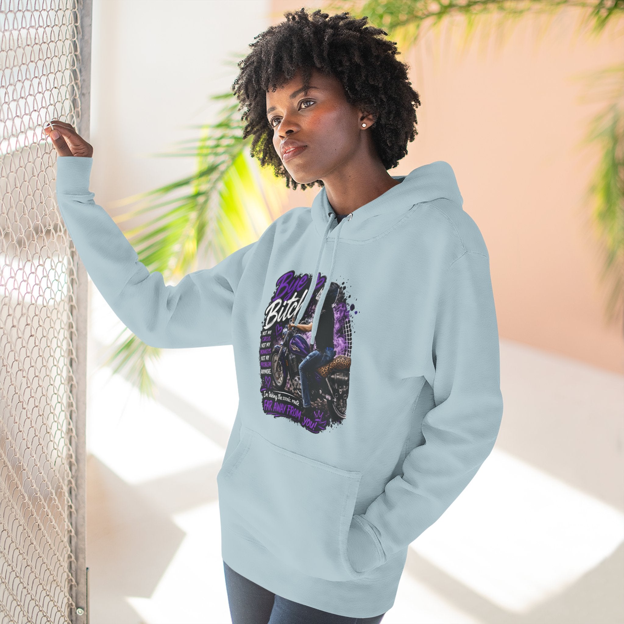 "Bitch" Retro Motorcycle Pullover — Biker Babe Graphic Hoodie