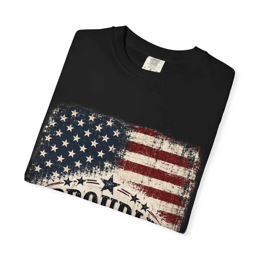 Proudly American T-Shirt — Vintage Flag Patriotic Tee for 4th of July