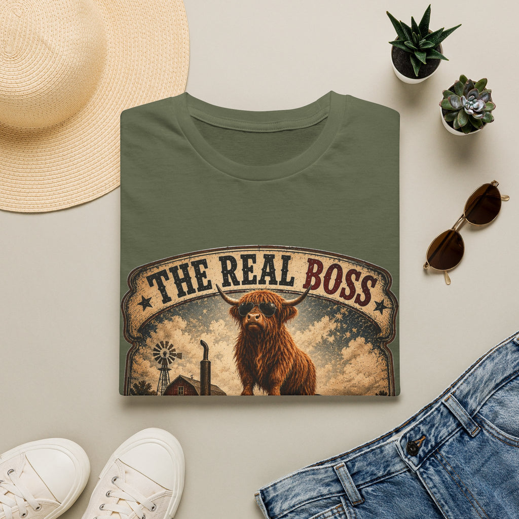 The Real Boss Highland Cow Unisex Softstyle T-Shirt