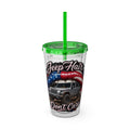Jeep Hair Don't Care 16oz Tumbler with Straw — Patriotic Off-Road Truck Design