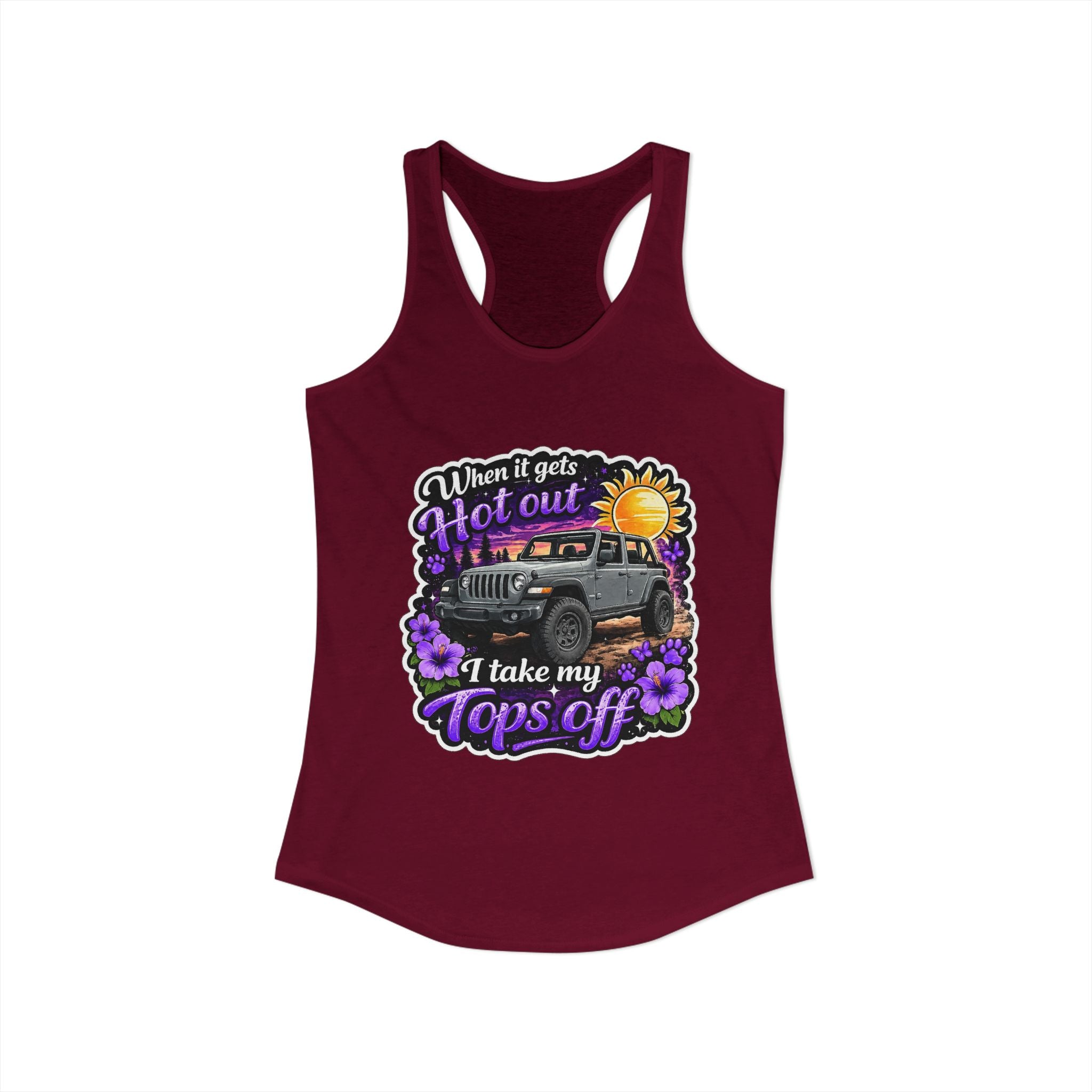 When It Gets Hot I Take My Tops Off (Purple) Women's Ideal Racerback Tank