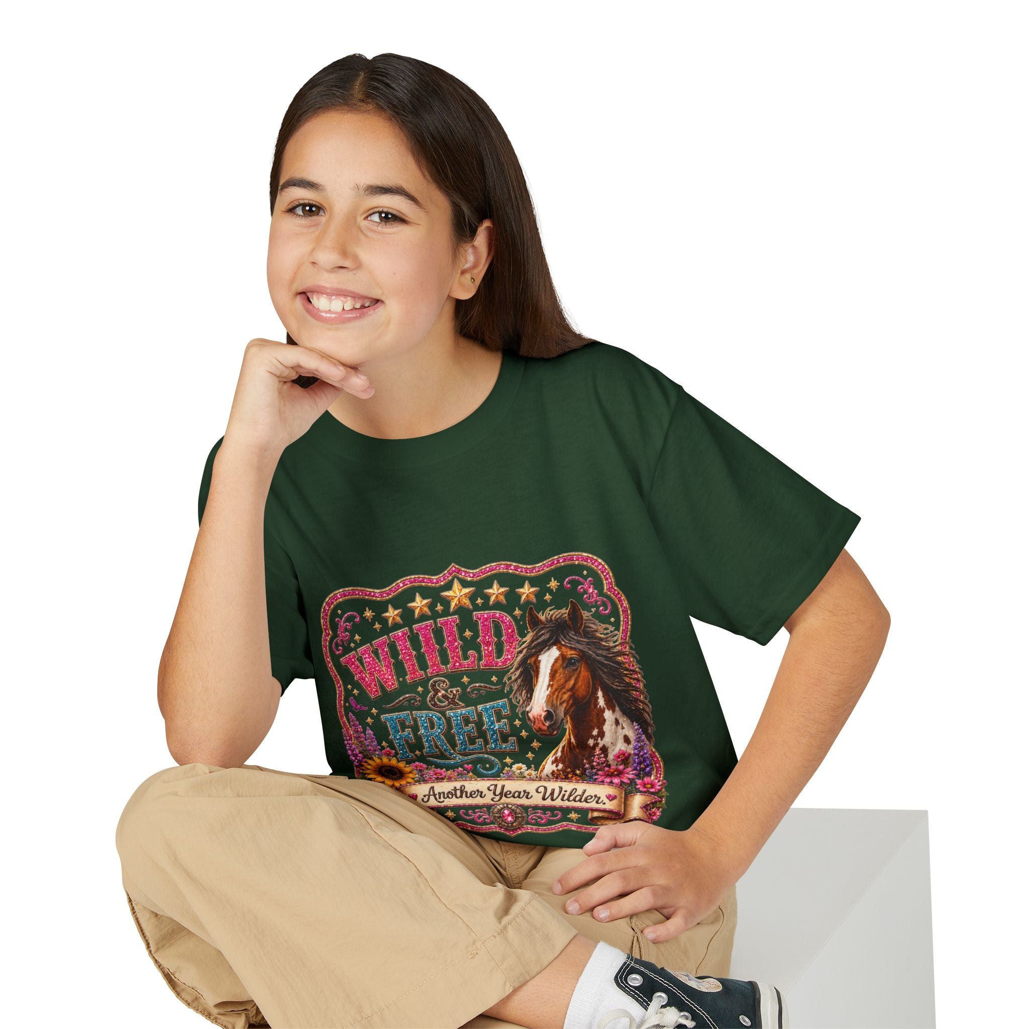 "Another Year Wilder" Horse Graphic — Wild & Free Youth T‑Shirt
