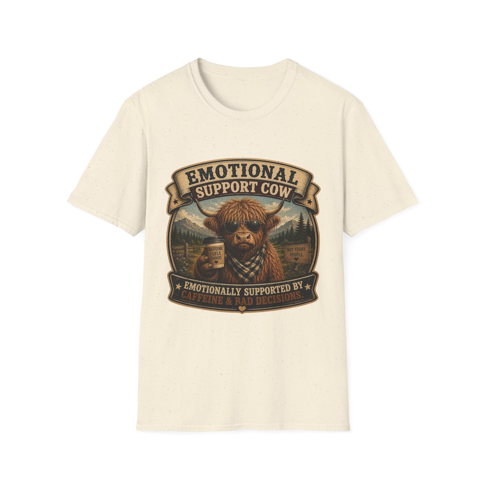 Emotional Support Cow - Highland Cow Unisex Softstyle T-Shirt