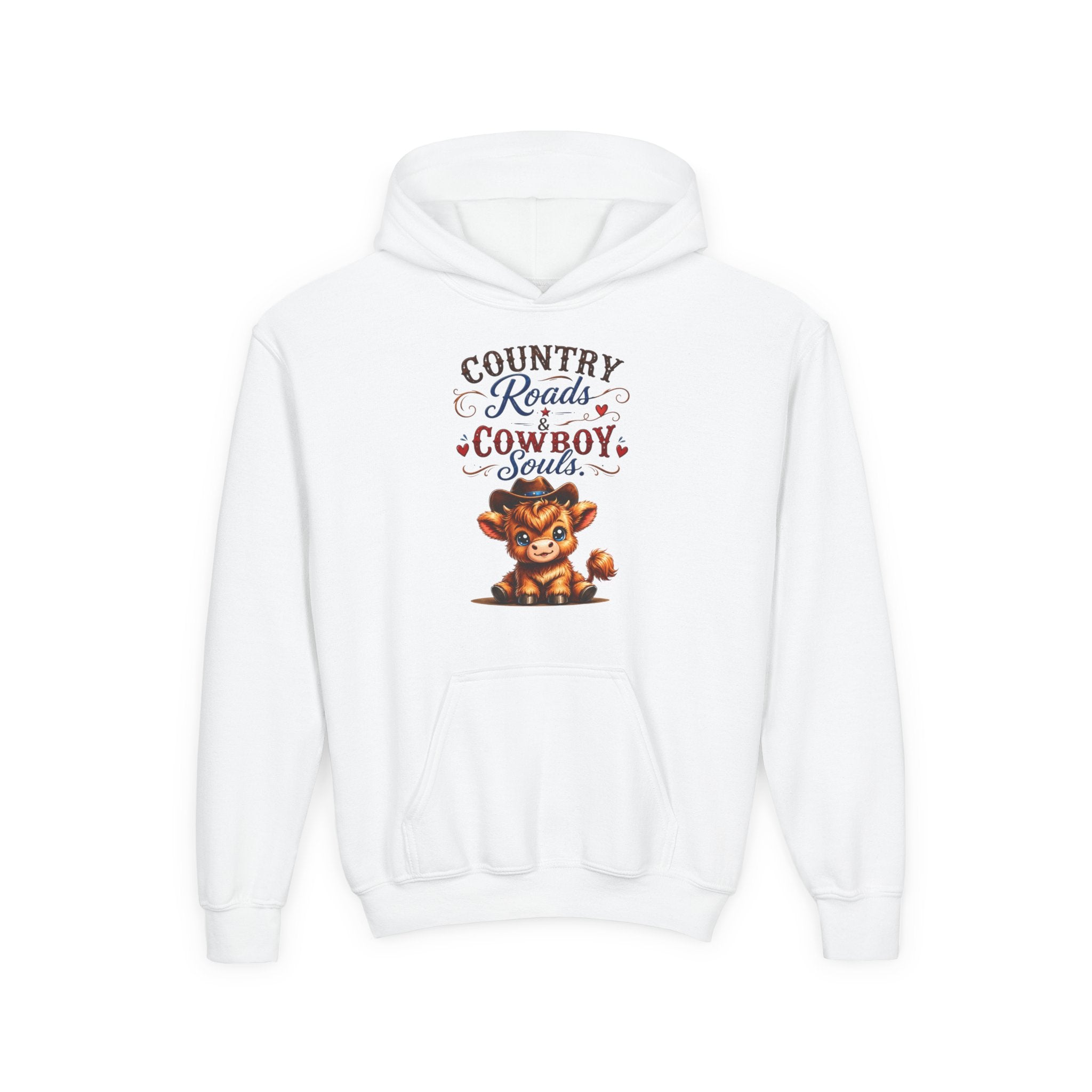 Country Roads Cowboys Souls Youth Heavy Blend Hooded Sweatshirt