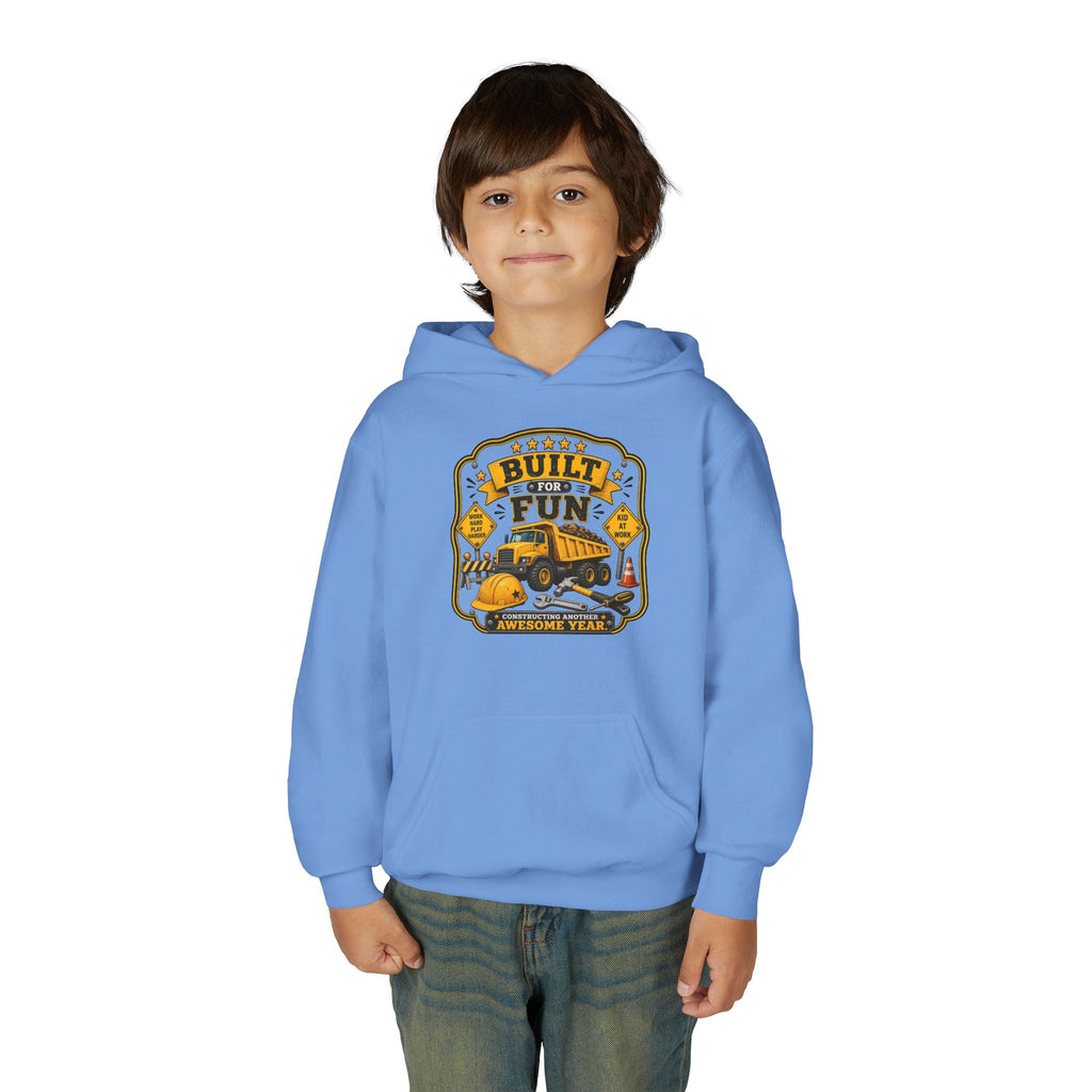 "Built for Fun" Construction Truck Pullover - Youth Hoodie