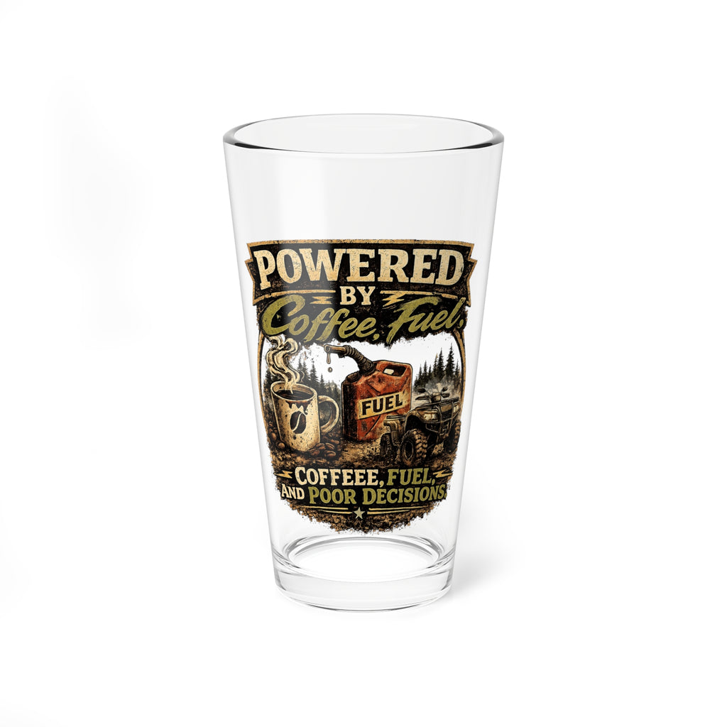 “Powered by Coffee Fuel” 16oz Beer & Cocktail Glass – Mixing Glass
