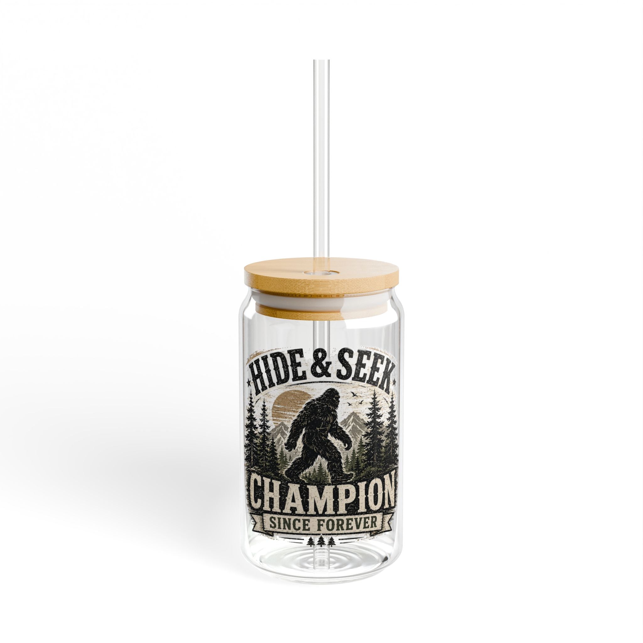 Hide & Seek Champion Since Forever Bigfoot Glass Straw Cup, 16oz