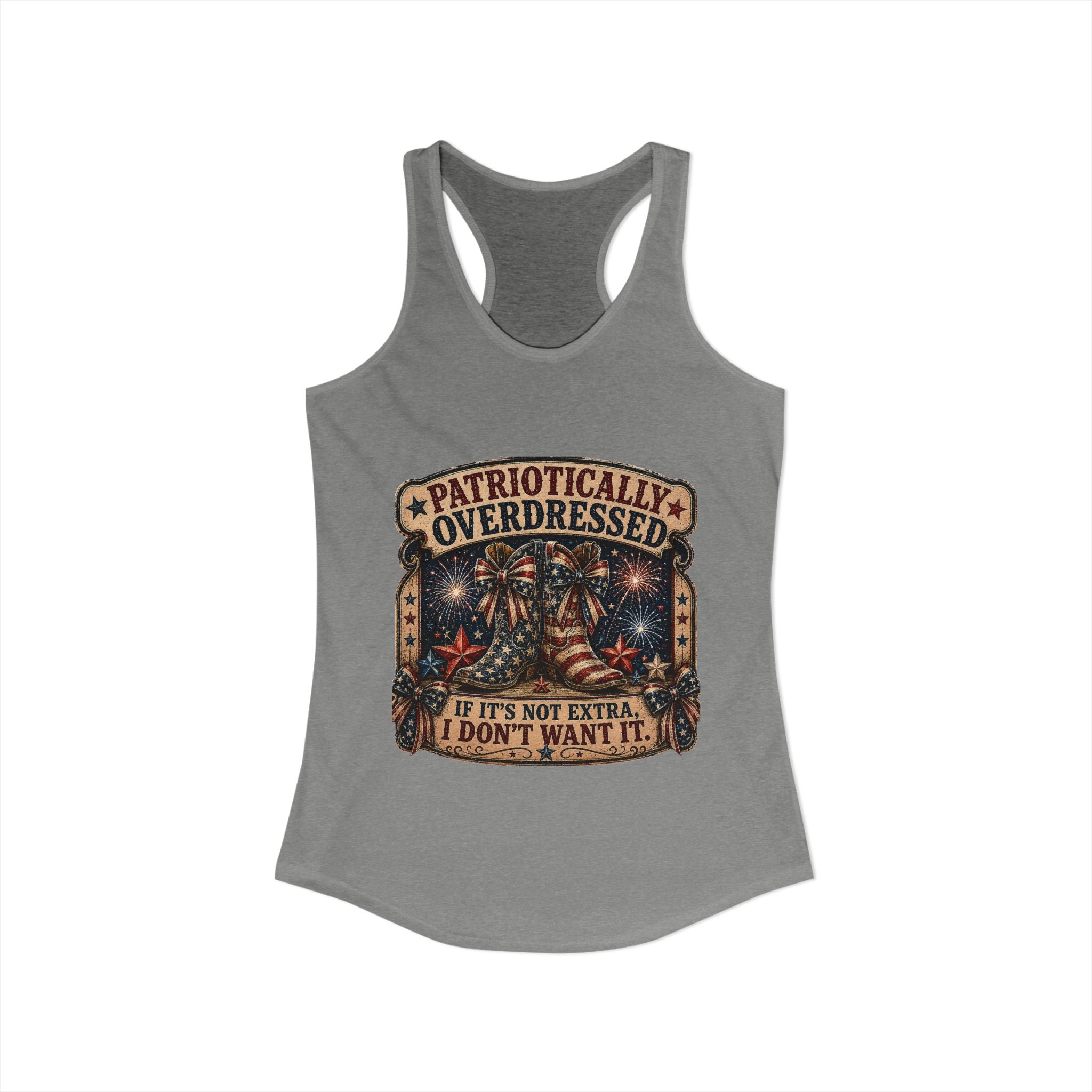 4th of July Patriotically Overdressed Women's Racerback Tank