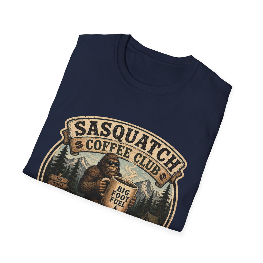 Sasquatch Coffee Club T-Shirt — "Running on Caffeine and Bad Decisions"