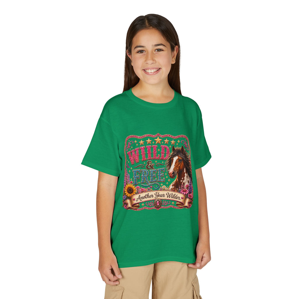 "Another Year Wilder" Horse Graphic — Wild & Free Youth T‑Shirt