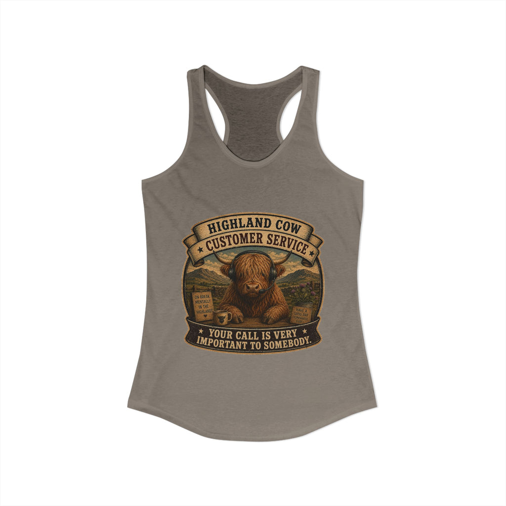 Highland Cow Customer Service Women's Ideal Racerback Tank