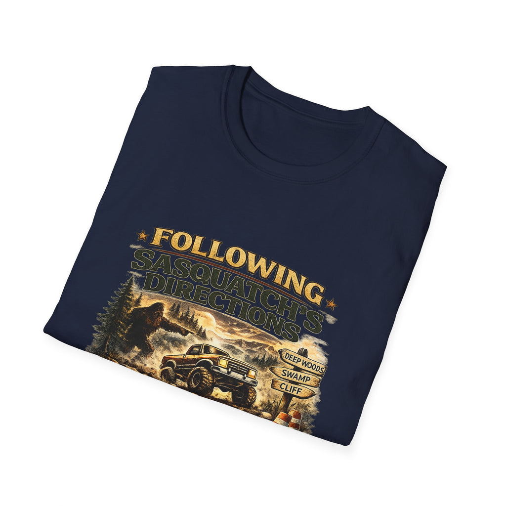 Sasquatch Directions T-Shirt — "Following Sasquatch's Directions" Graphic Tee