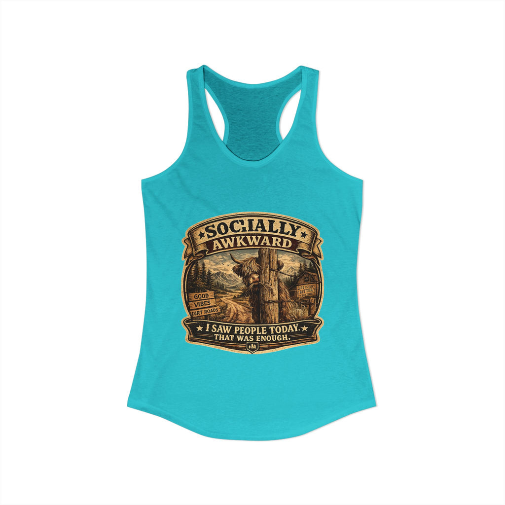 Socially Awkward Highland Cow Women's Ideal Racerback Tank