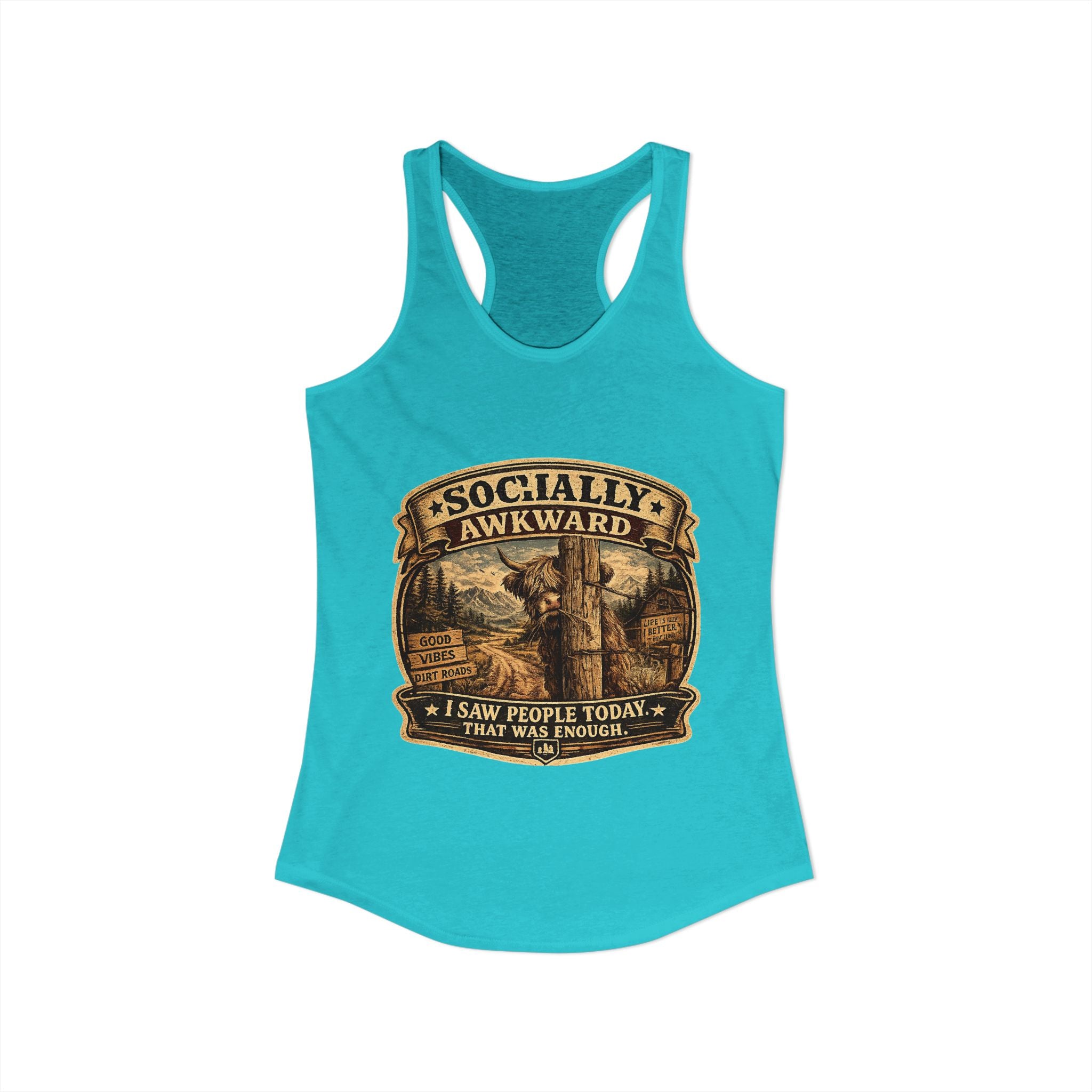 Socially Awkward Highland Cow Women's Ideal Racerback Tank