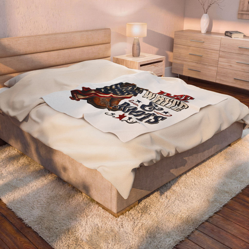Red, White & Boots 4th July Velveteen Plush Blanket
