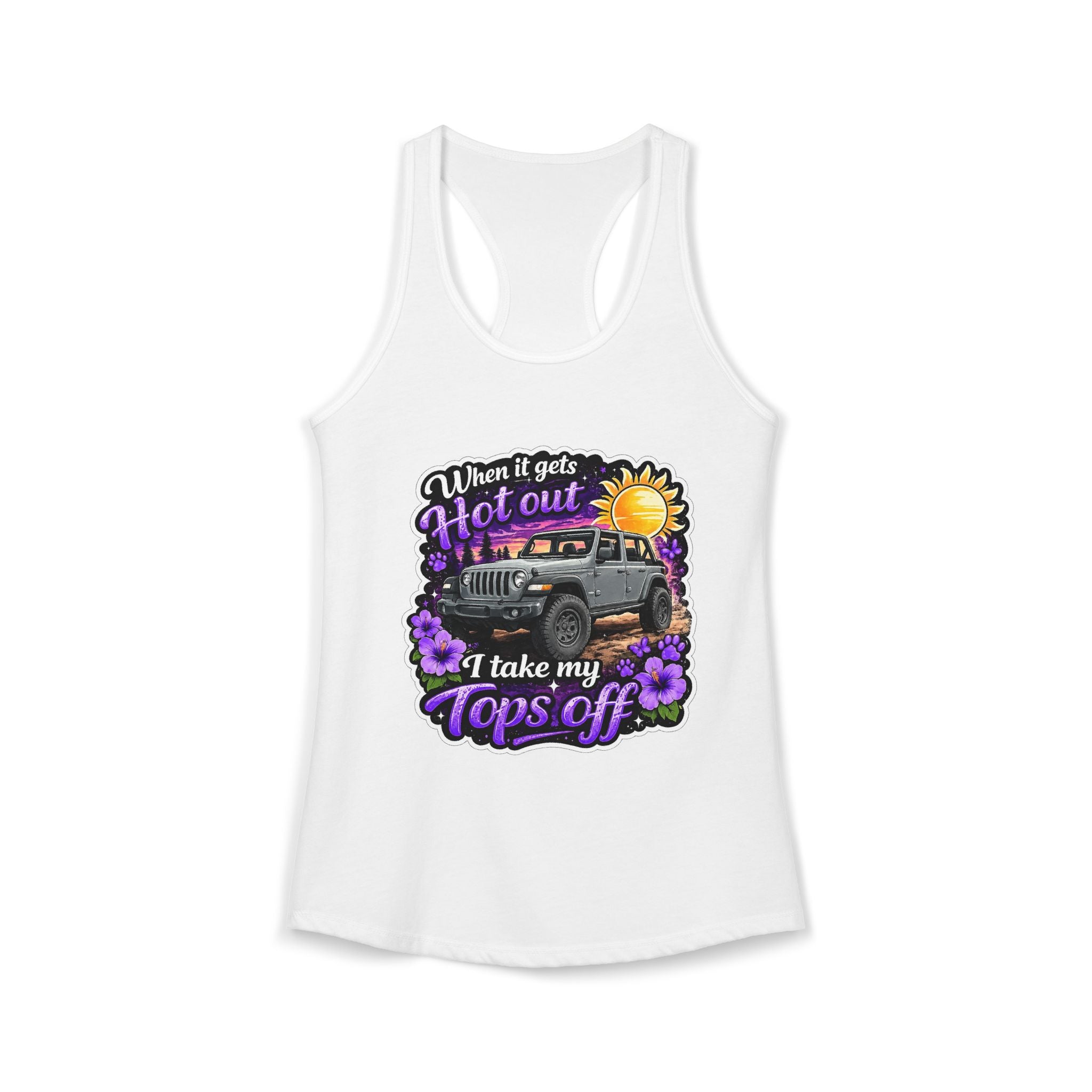 When It Gets Hot I Take My Tops Off (Purple) Women's Ideal Racerback Tank