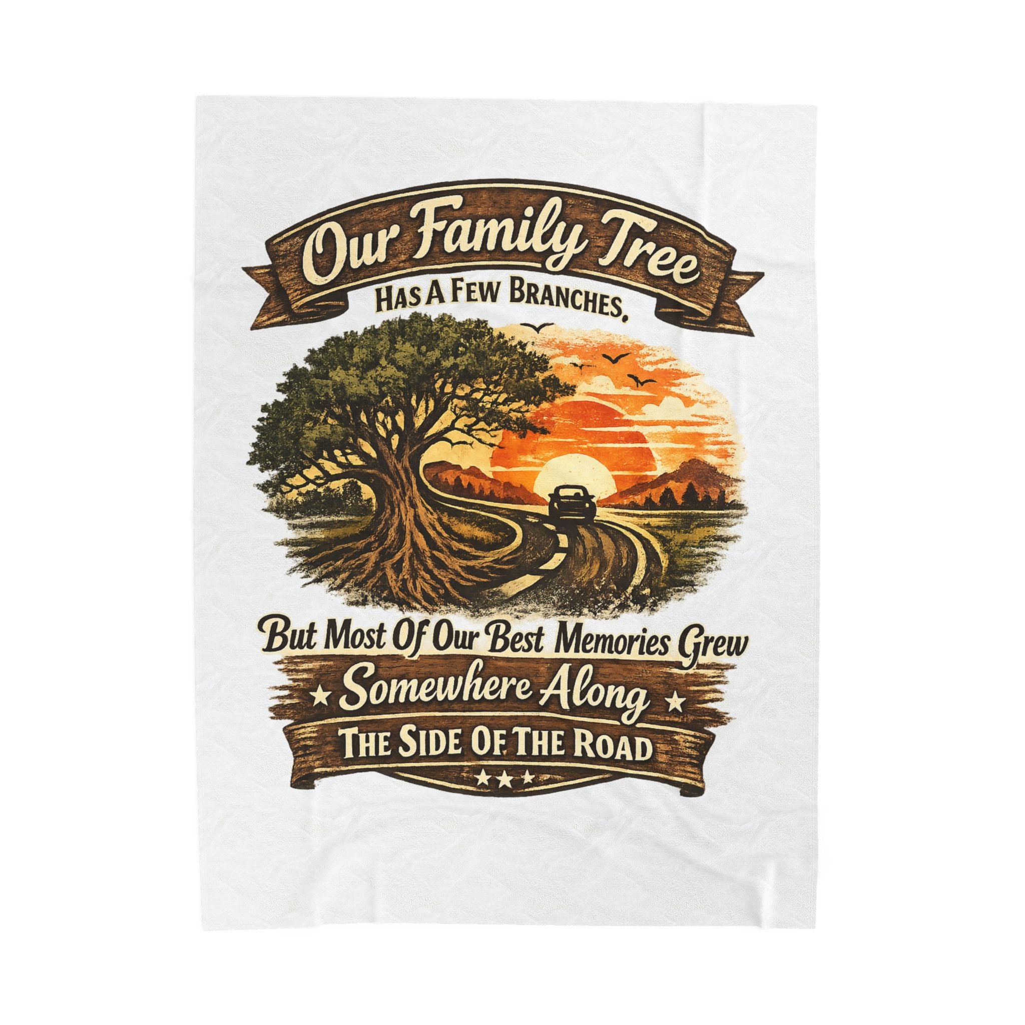 "Our Family Tree Has A Few Branches" Cozy Throw — Family Road Trip Velveteen Blanket
