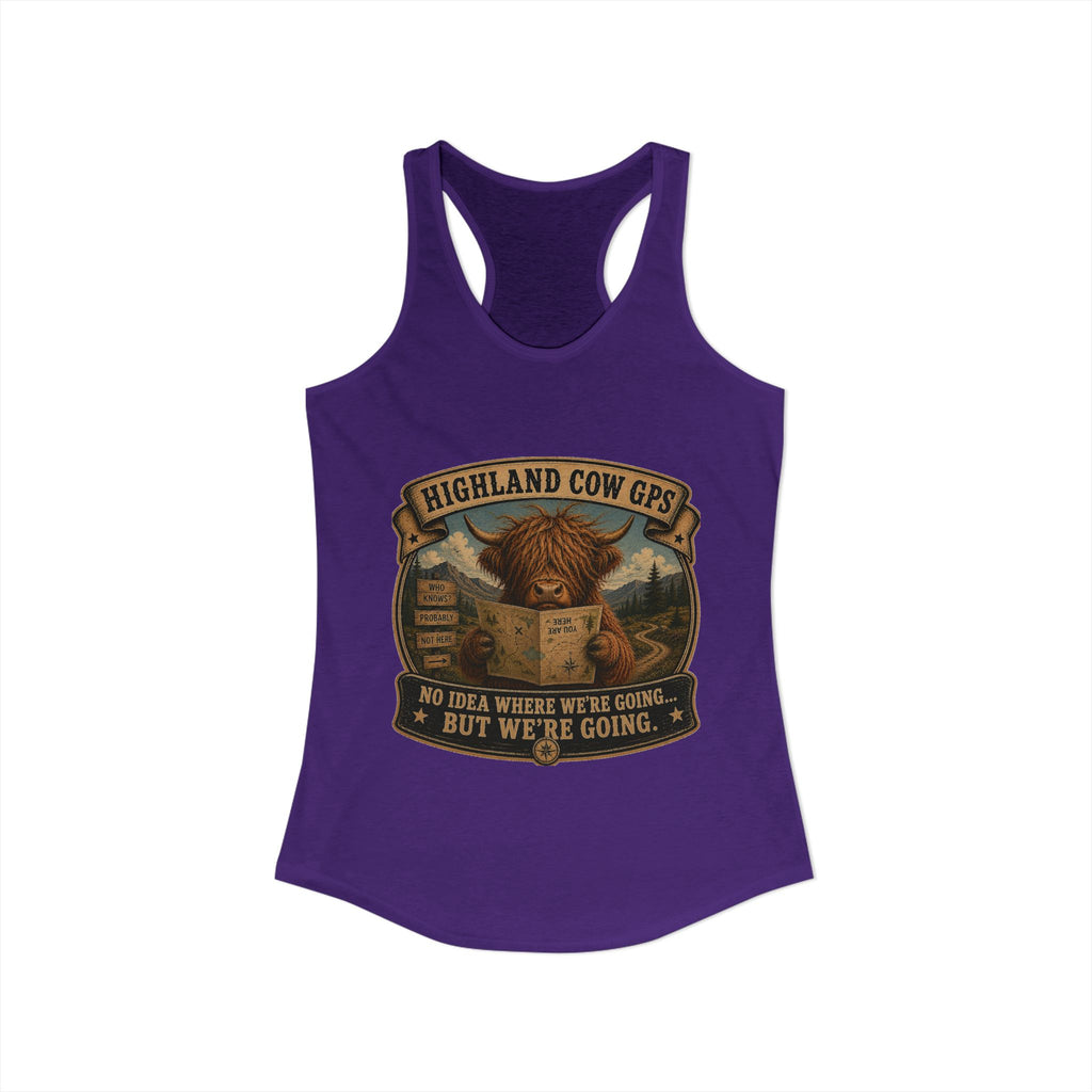 Highland Cow GPS Women's Ideal Racerback Tank