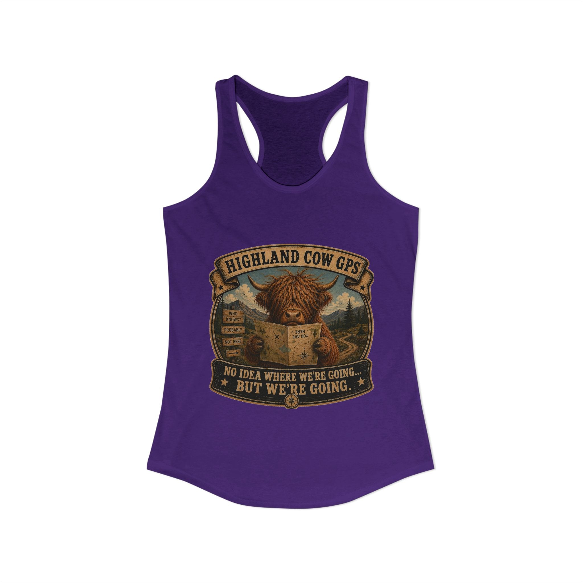 Highland Cow GPS Women's Ideal Racerback Tank