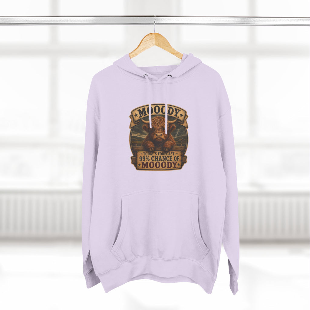 Moody Today's Forecast Highland Cow Three-Panel Fleece Hoodie
