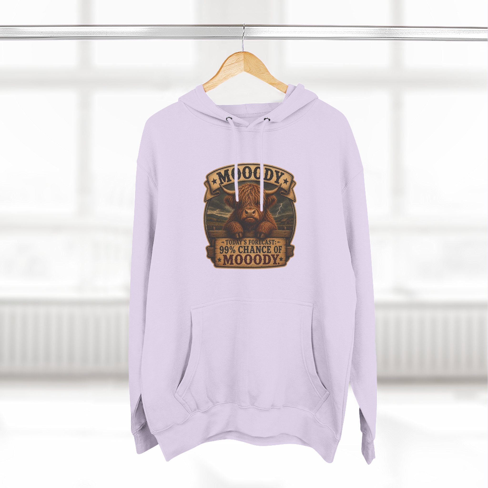 Moody Today's Forecast Highland Cow Three-Panel Fleece Hoodie