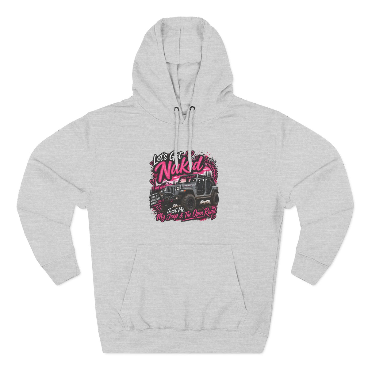Jeep 'Let's Get Naked' Graphic Hoodie — (Pink) Off-Road Adventure Pullover