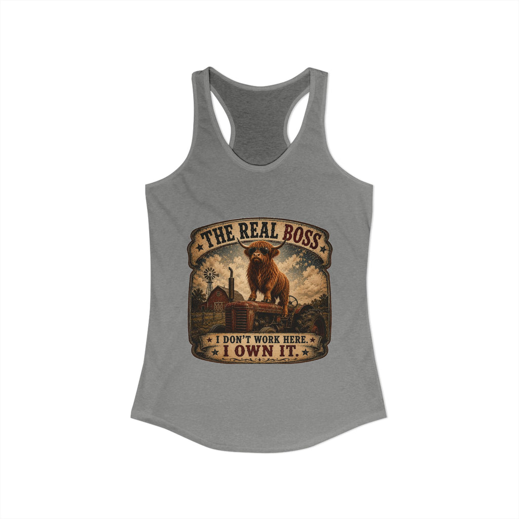 The Real Boss Highland Cow Women's Ideal Racerback Tank