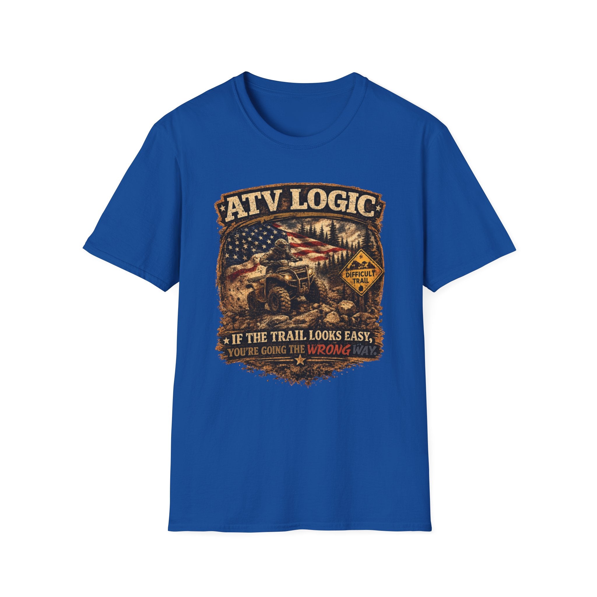 ATV Logic T‑Shirt — American Flag Off‑Road ATV Graphic Tee