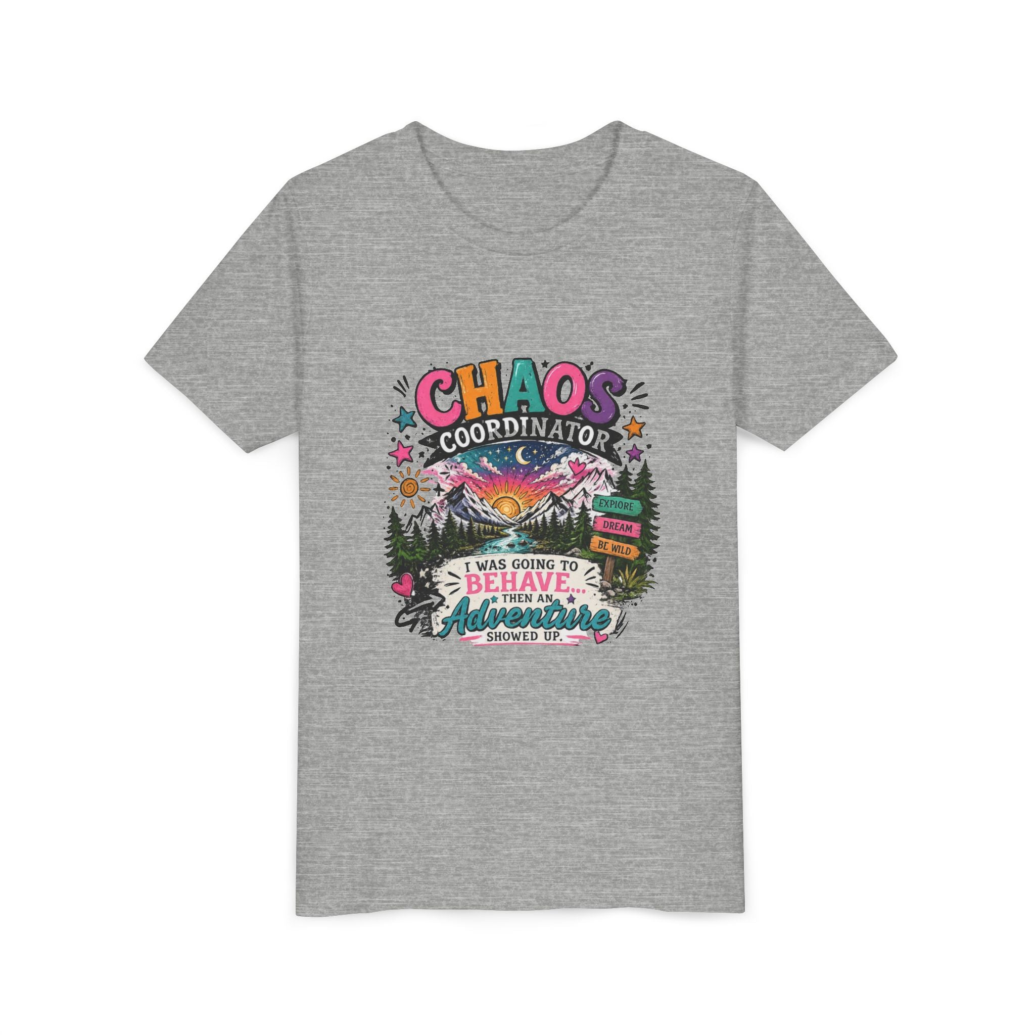 Chaos Coordinator Kids T-Shirt – I Was Going To Behave But Then Adventure Showed Up Graphic Tee
