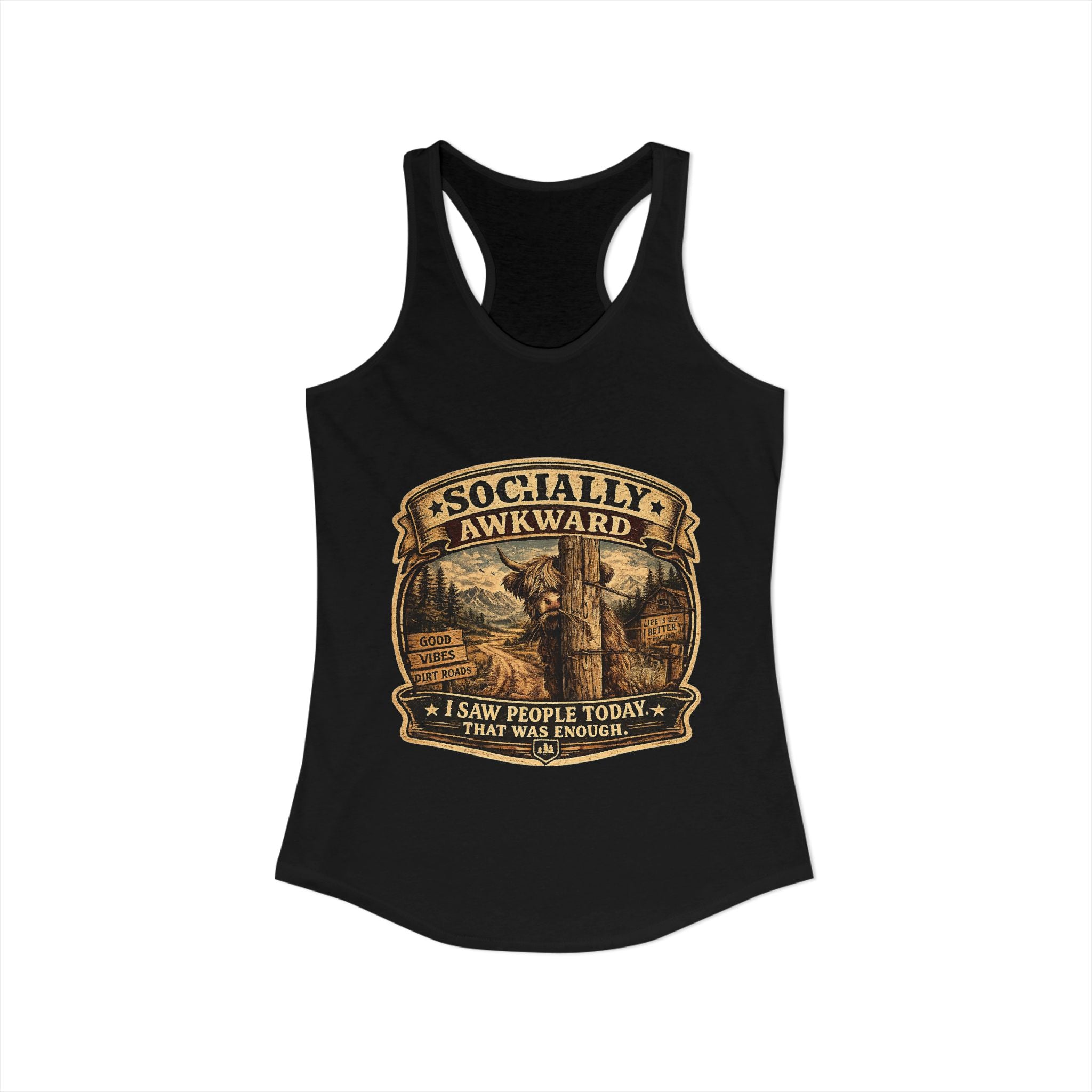Socially Awkward Highland Cow Women's Ideal Racerback Tank