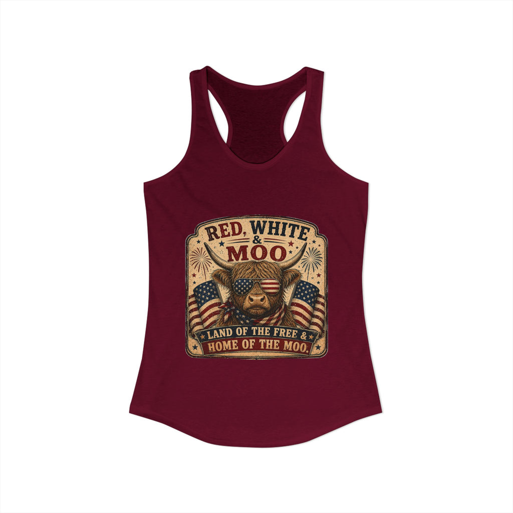 Red, White, & Moo Women's Ideal Racerback Tank