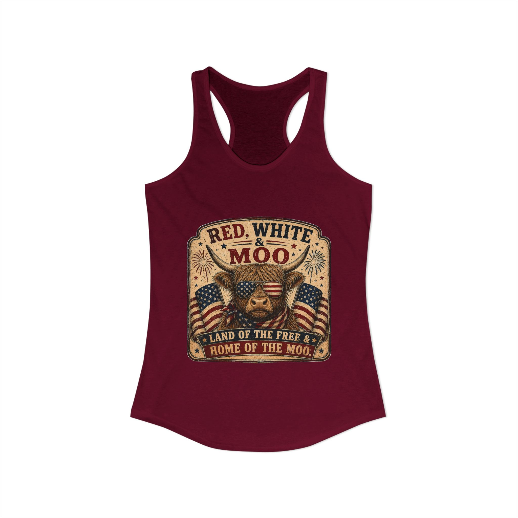Red, White, & Moo Women's Ideal Racerback Tank