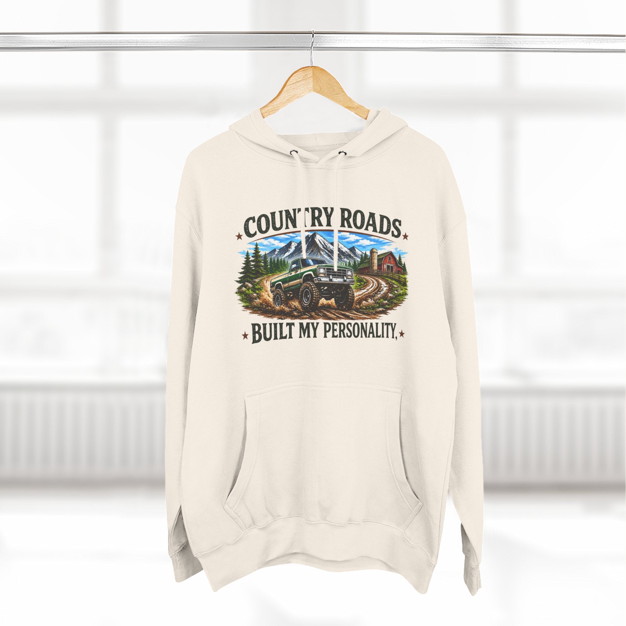 Country Roads Hoodie — "Country Roads Built My Personality" Graphic Hoodie