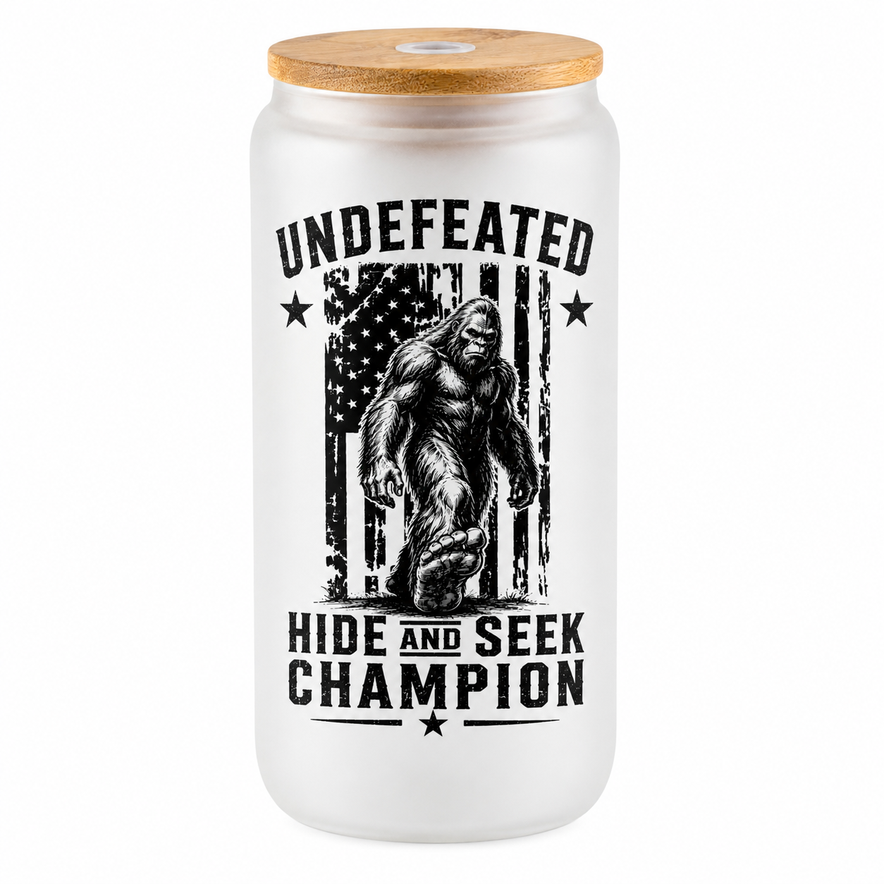 Undefeated Hide & Seek Champion Frosted Glass Can Cup – 16 oz