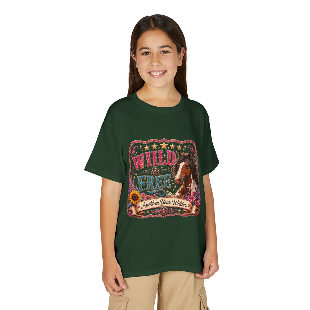 "Another Year Wilder" Horse Graphic — Wild & Free Youth T‑Shirt