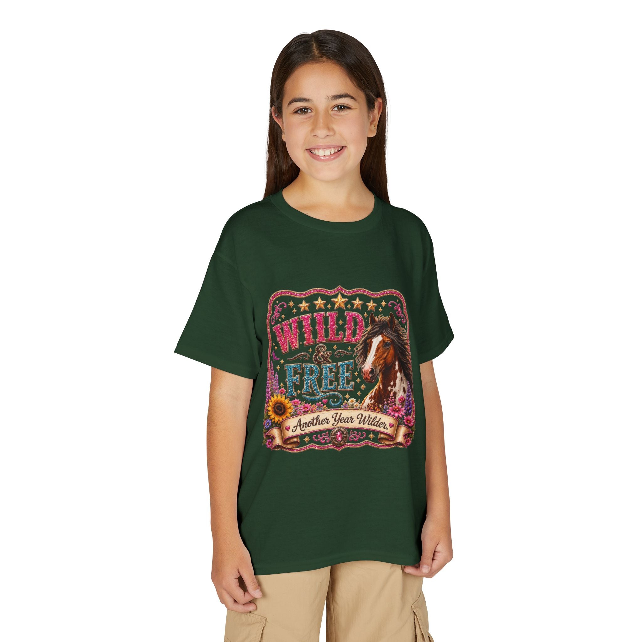 "Another Year Wilder" Horse Graphic — Wild & Free Youth T‑Shirt