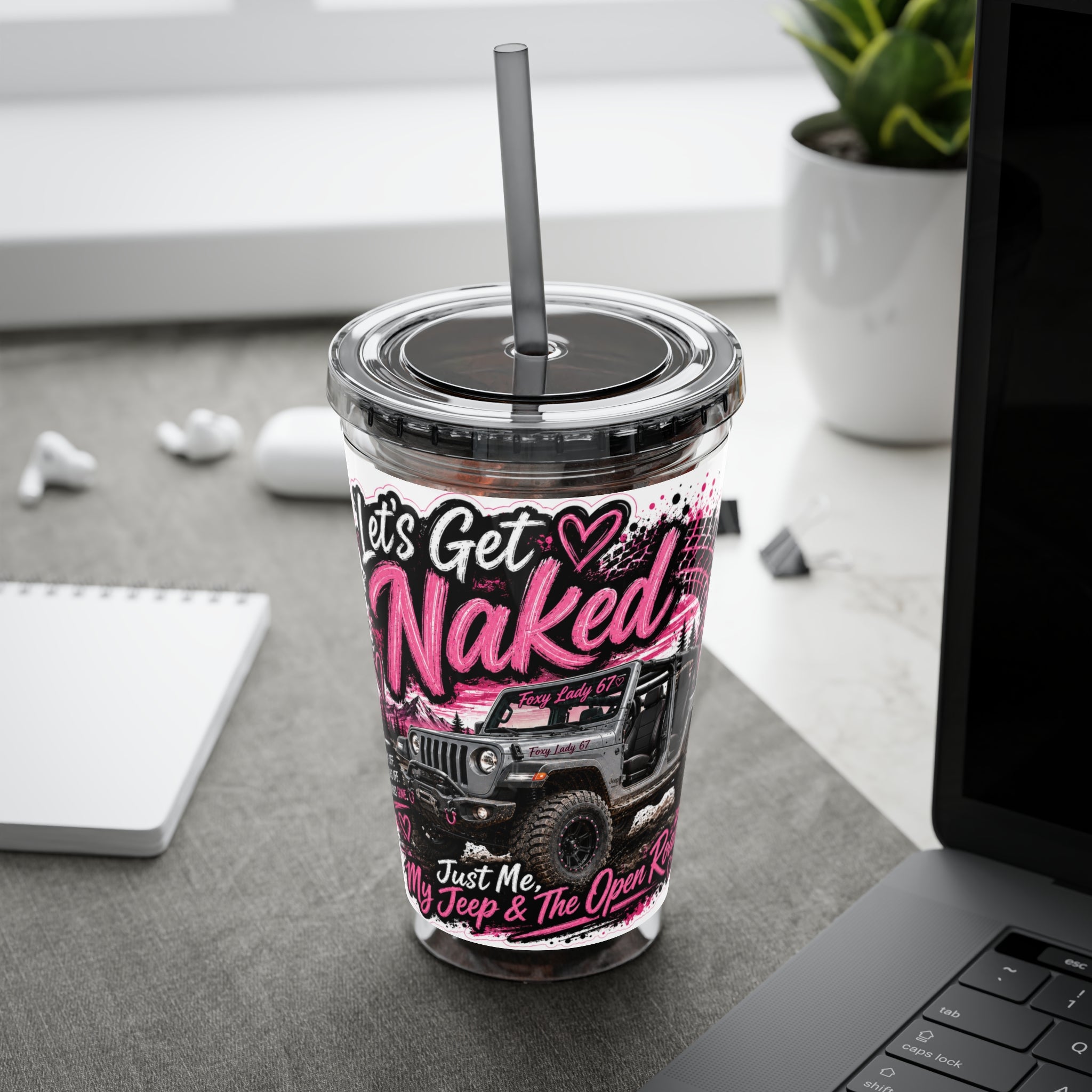 “Let’s Get Naked” Jeep Off‑Road — Straw Cup 16oz Tumbler