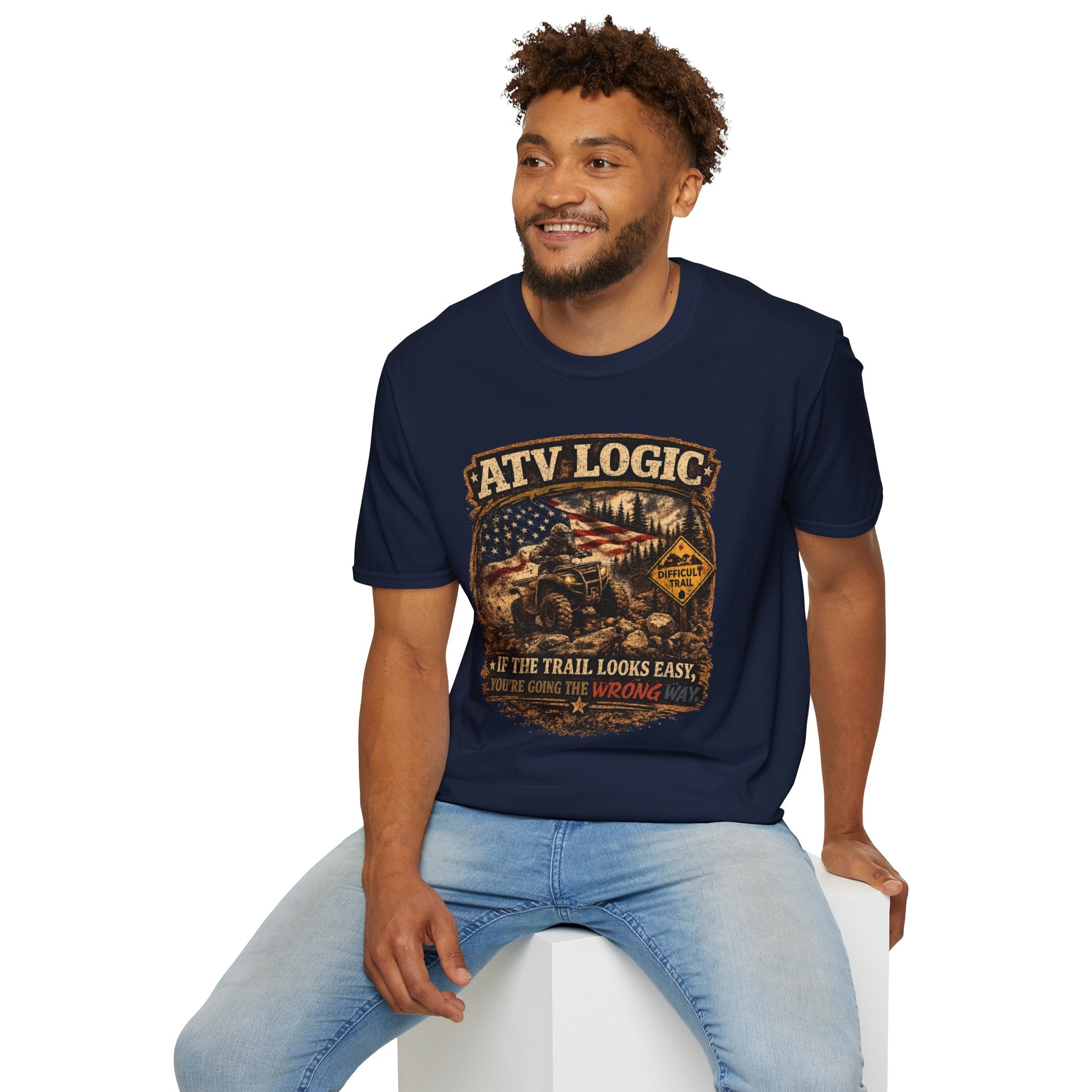 ATV Logic T‑Shirt — American Flag Off‑Road ATV Graphic Tee