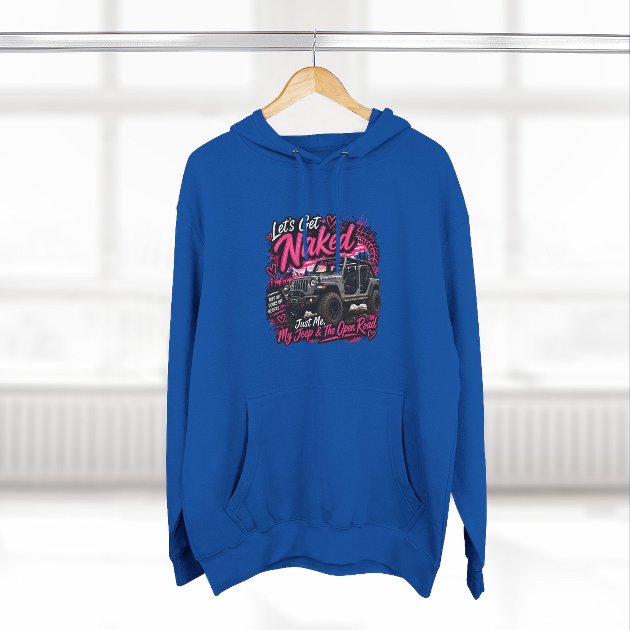 Jeep 'Let's Get Naked' Graphic Hoodie — (Pink) Off-Road Adventure Pullover