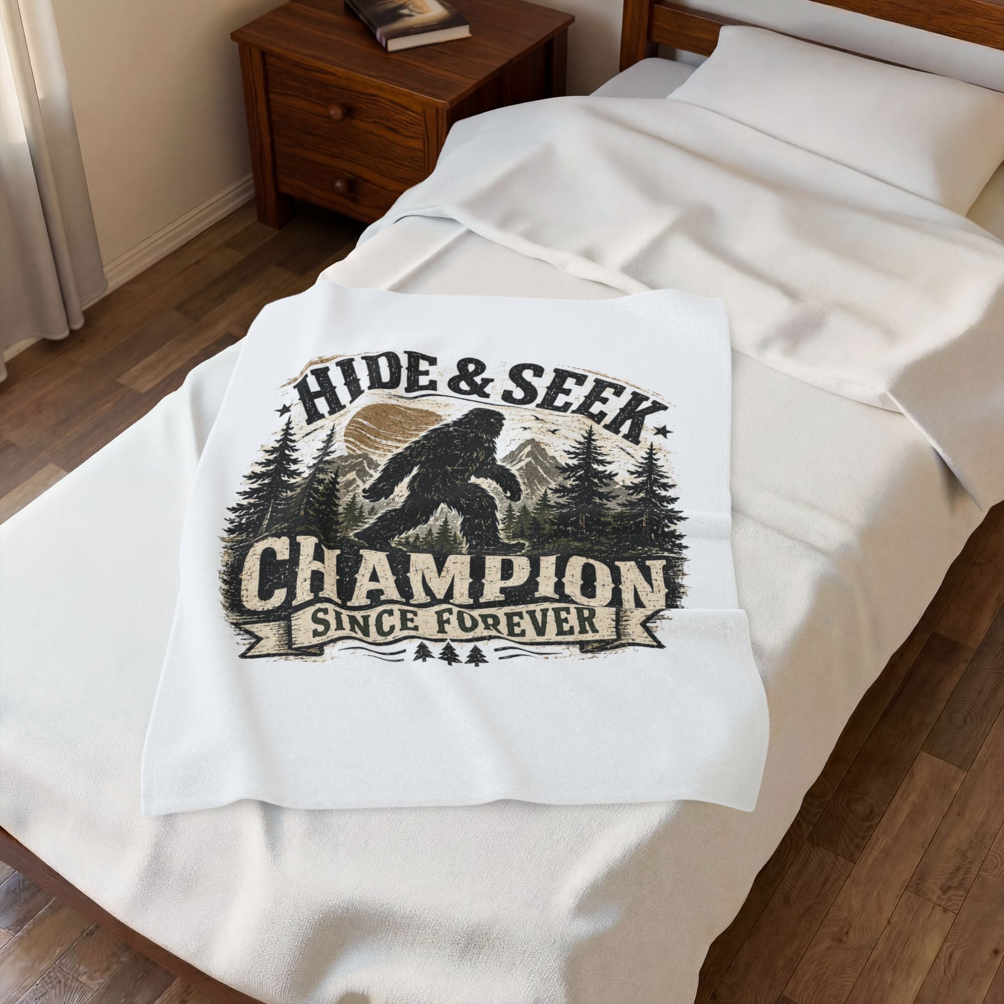 Hide & Seek Champion Since Forever Bigfoot Velveteen Plush Blanket