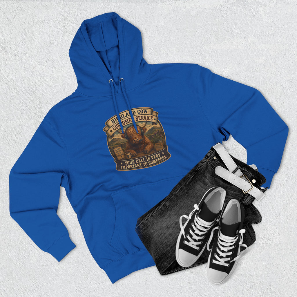 Highland Cow Customer Service Three-Panel Fleece Hoodie