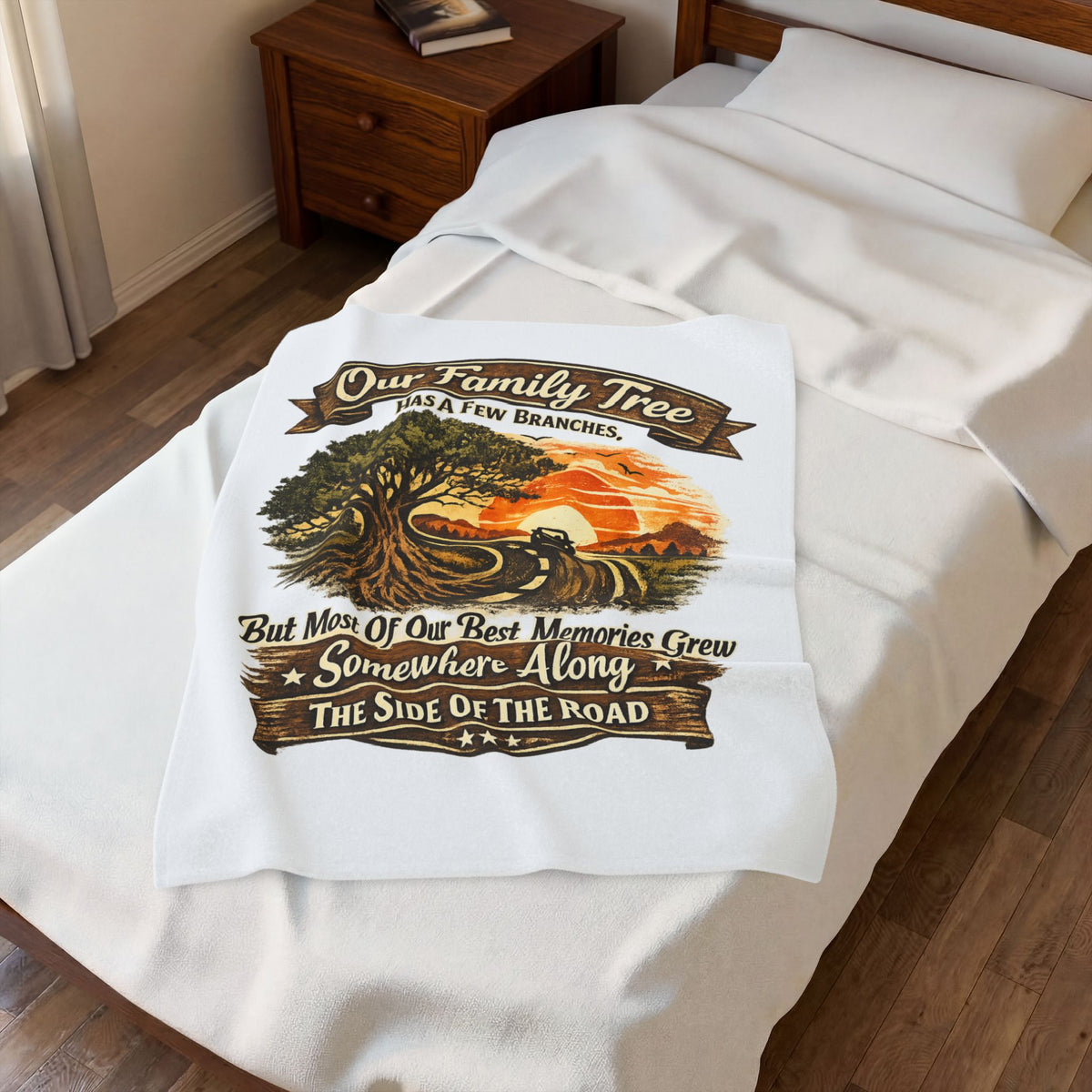 "Our Family Tree Has A Few Branches" Cozy Throw — Family Road Trip Velveteen Blanket