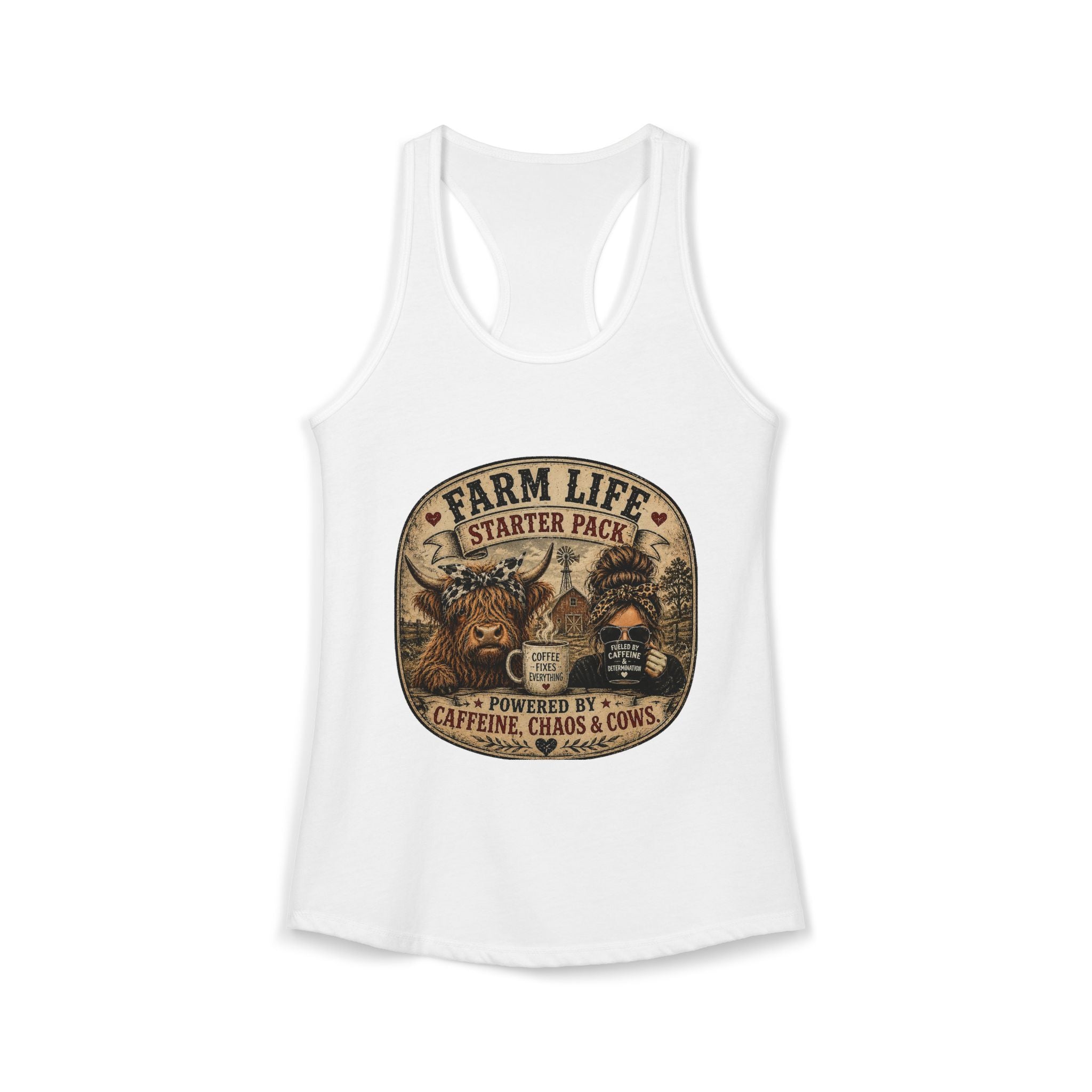 Farm Life Highland Cow Women's Ideal Racerback Tank