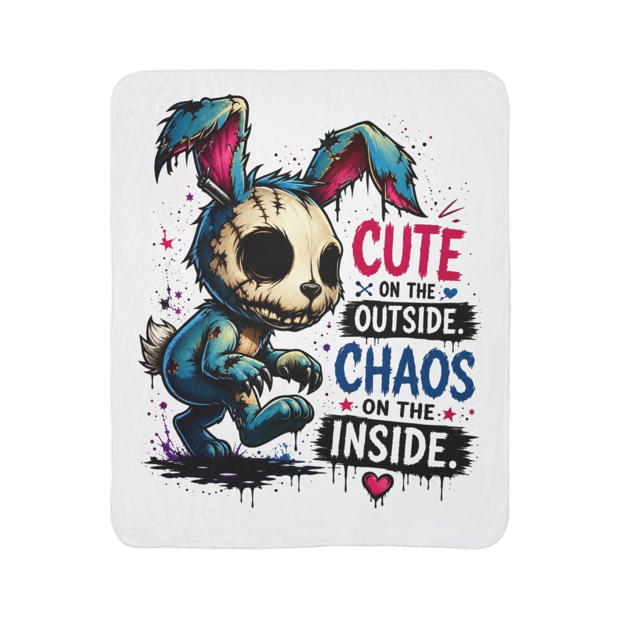 Cute on the Outside Chaos on the Inside Scary Bunny Fleece Sherpa Blanket